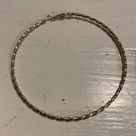 4” gold tone diamond etched open hoop earrings with latch back closures - Picture 9 of 14